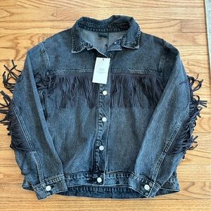 Black Fringe Jean Jacket